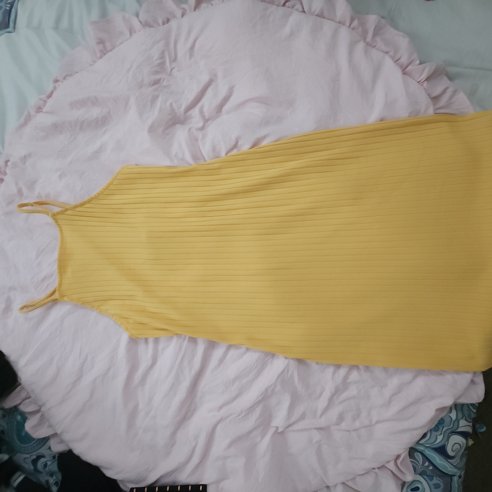 Forever 21 Yellow Ribbed Halter Sundress